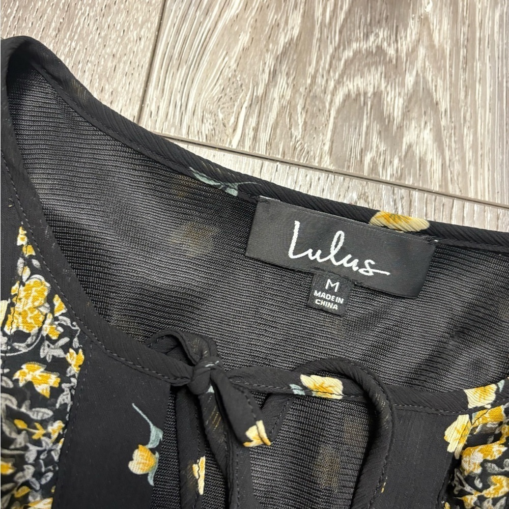Lulu's Black Floral Long Sleeve Dress - Picture 6 of 9
